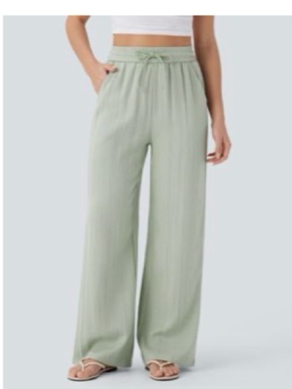 HALARA Sage Green Wide Leg Drawstring Pants